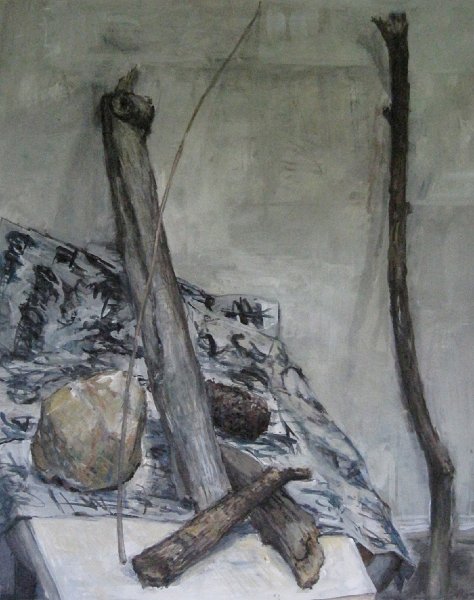 STILL LIFE WITH JAPANESE PAPER, 2009, gouache on paper, 23 x 18 3/4 inches